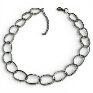 Large Chunky Link Silver Chain Necklace 19 Inch Choker